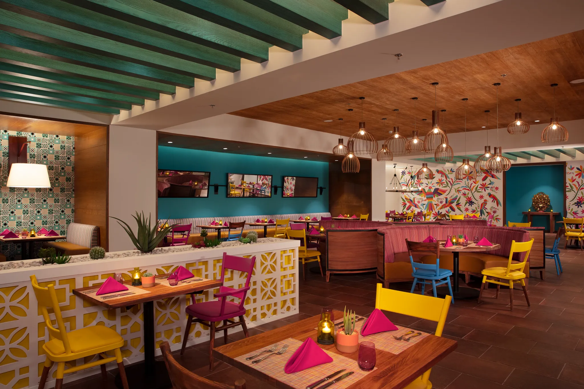 El Patio Mexican restaurant at Dreams Natura Resort & Spa featuring vibrant décor, traditional ambiance, and authentic Mexican cuisine.