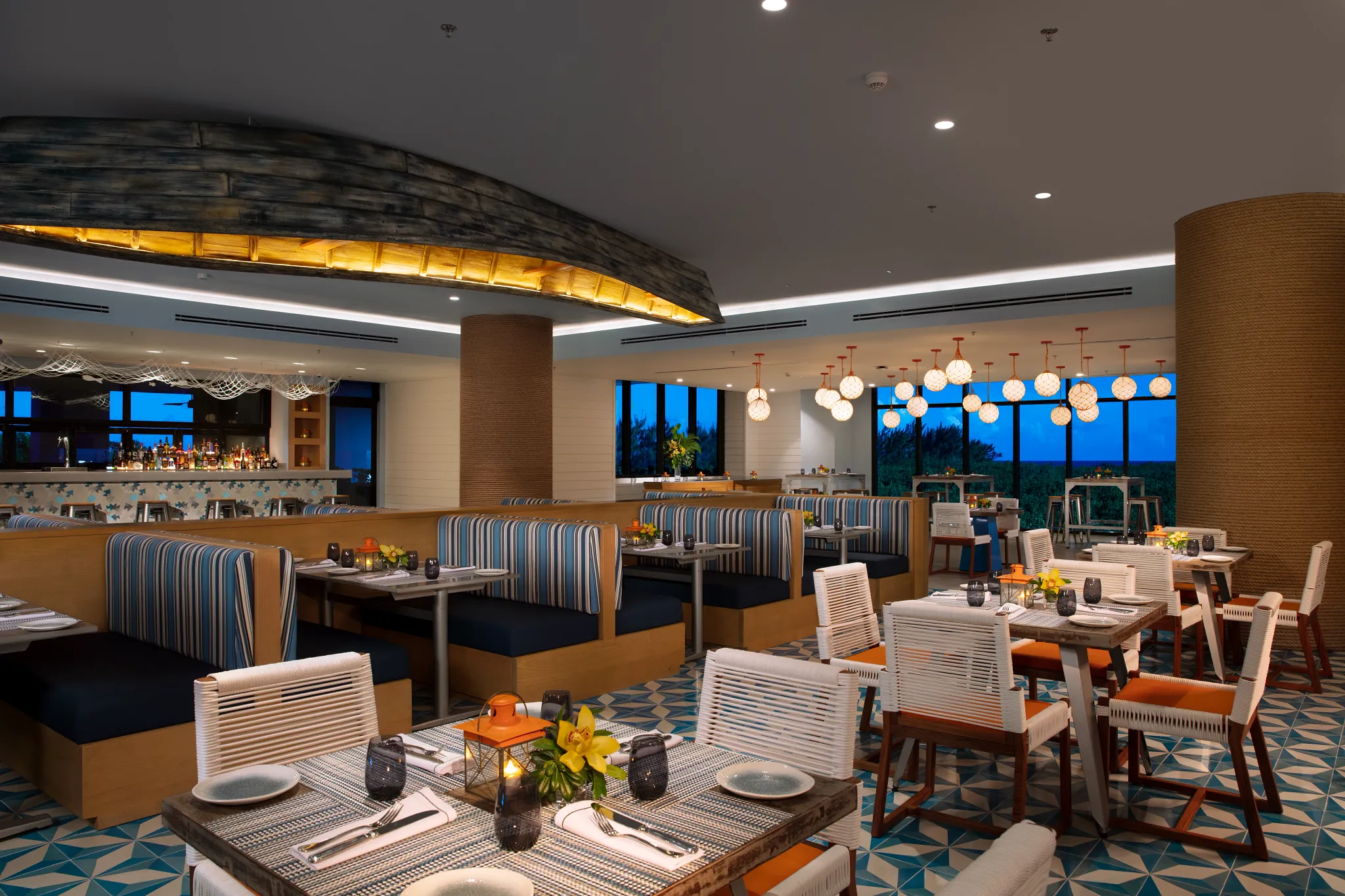 Oceana seafood restaurant at Dreams Natura Resort & Spa featuring elegant coastal dining, fresh seafood dishes, and a refined ambiance.